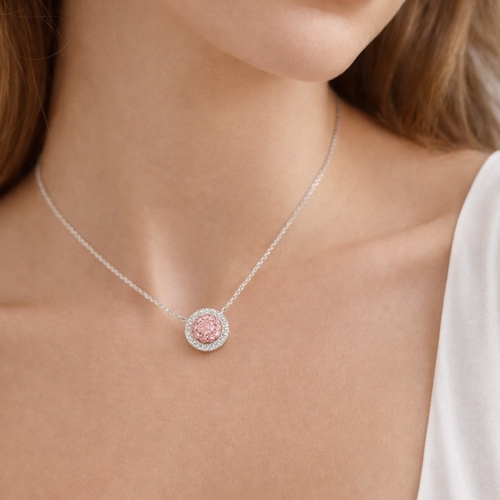 10K White Gold 0.35ct Pink & White Lab Diamond Necklace
