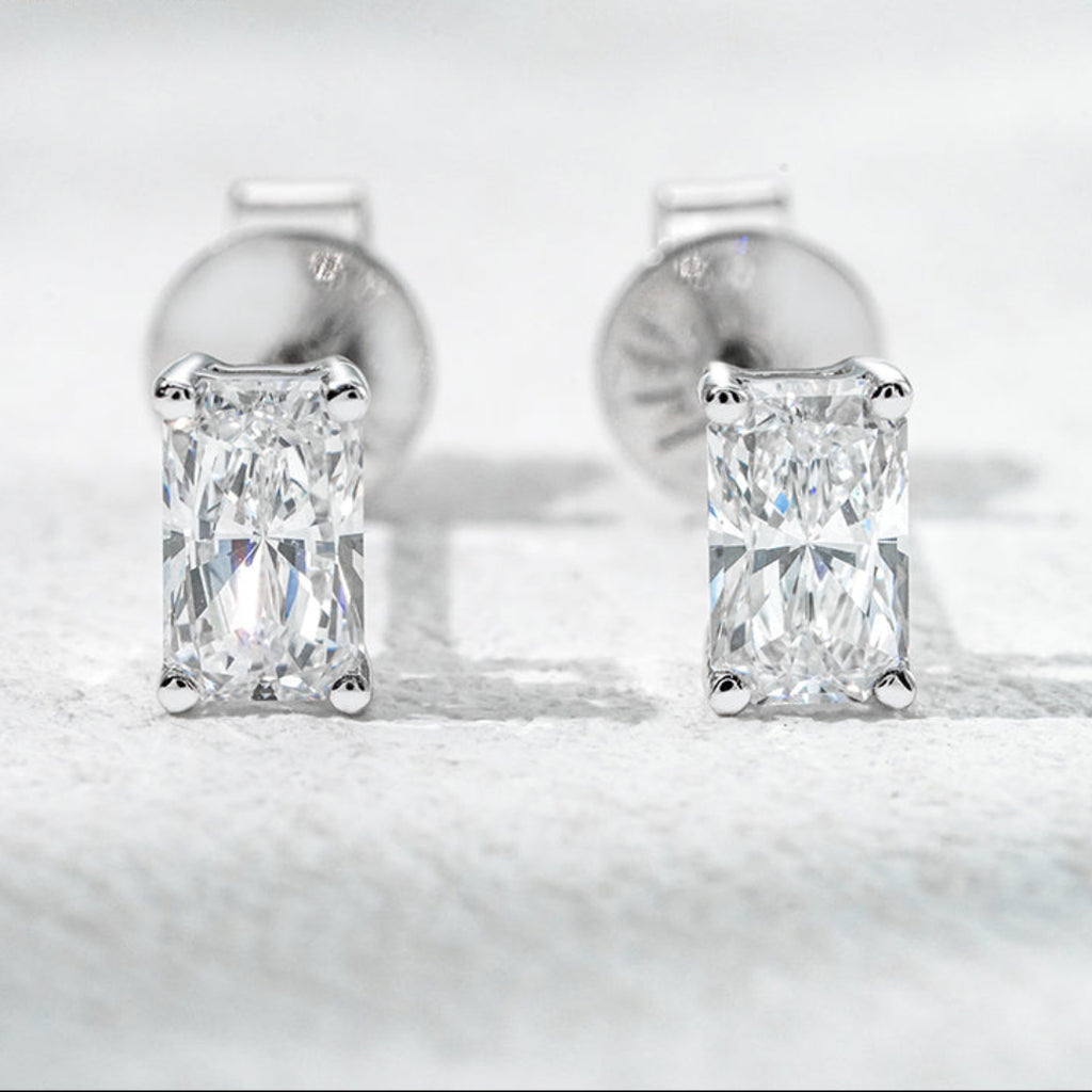 10K Gold  0.42ct Radiant Lab Diamond Stud Earrings