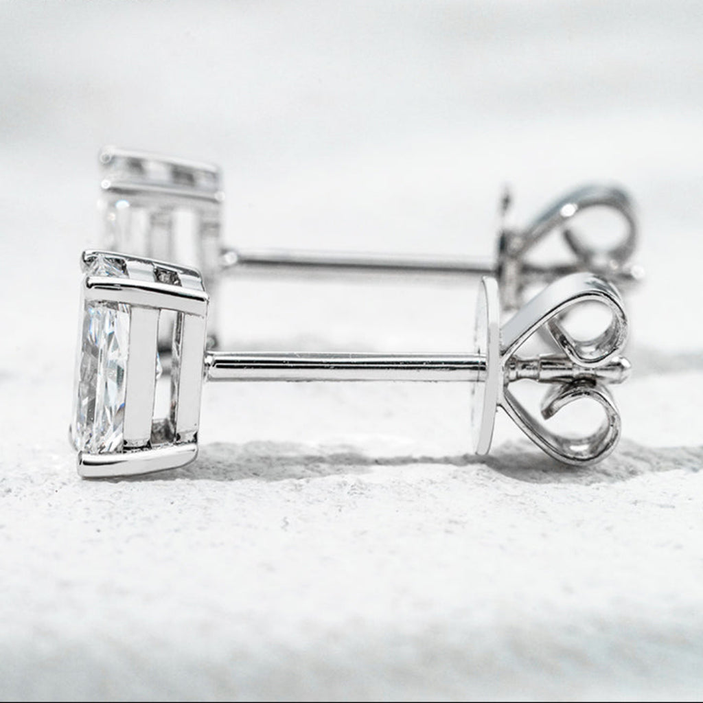 10K Gold  0.42ct Radiant Lab Diamond Stud Earrings