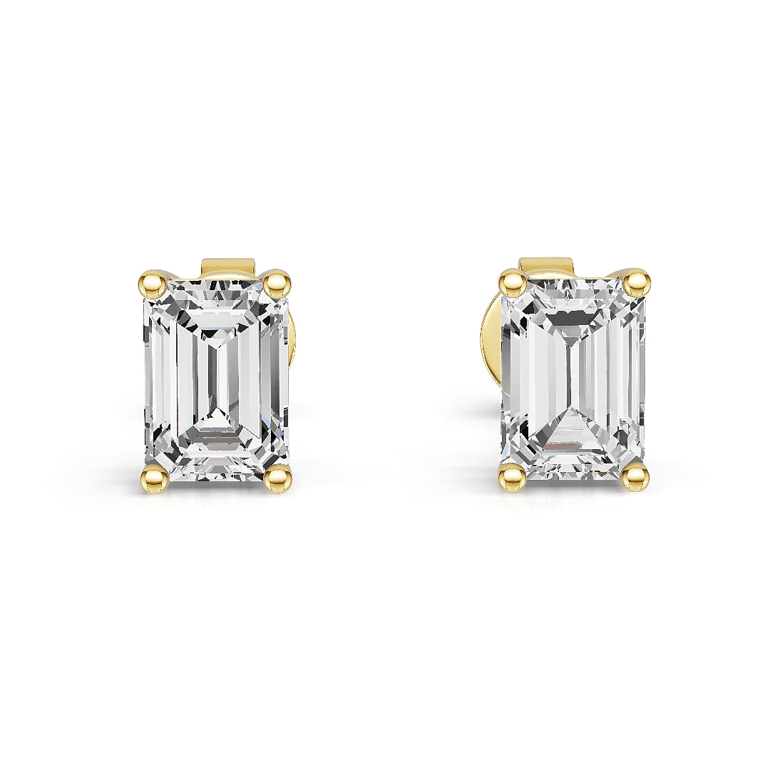 10K Yellow Gold 0.46ct Lab Diamond Emerald-Cut Stud Earrings
