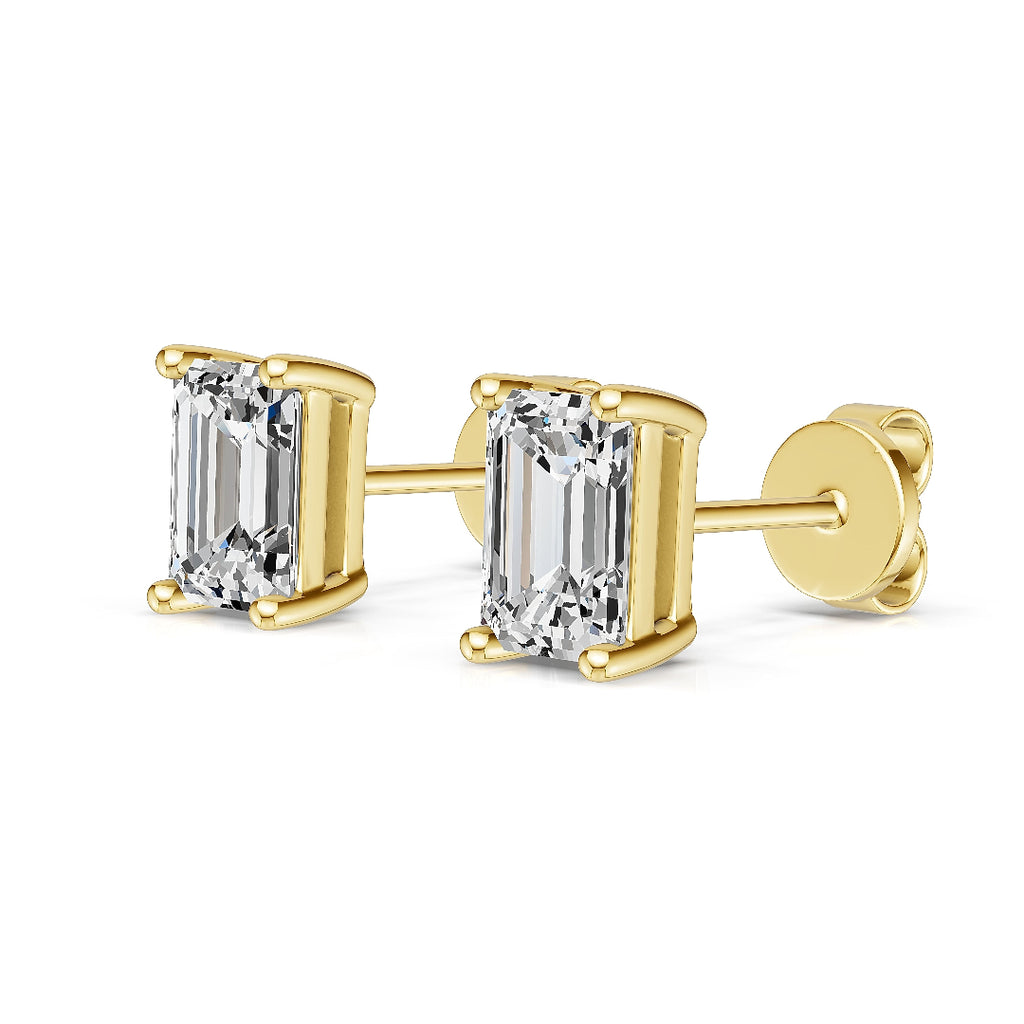 10K Yellow Gold 0.46ct Lab Diamond Emerald-Cut Stud Earrings