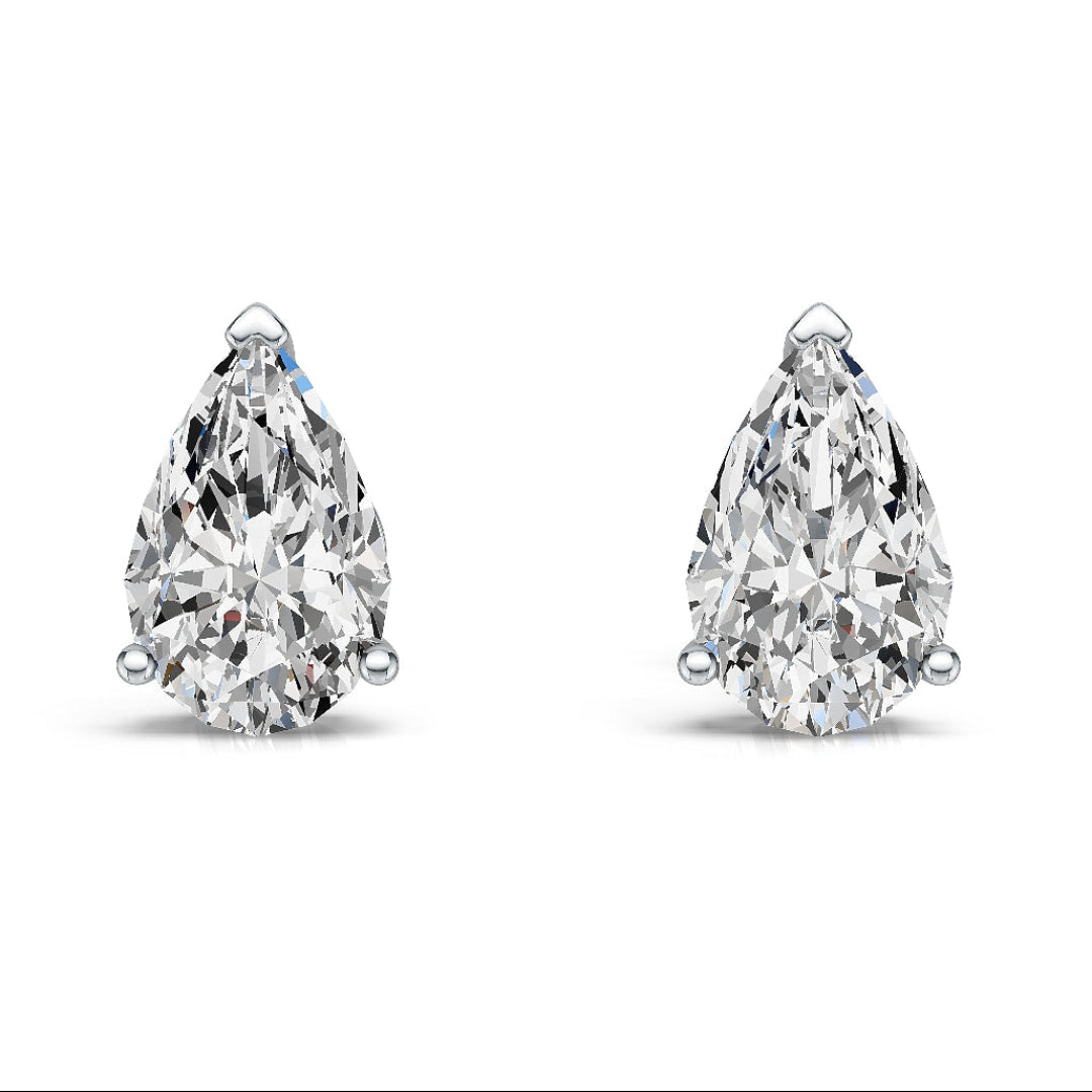 10K White Gold 0.50ct Pear Lab Diamond Stud Earrings