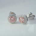 10K White Gold 0.60ct Pink & White Lab Diamond Halo Stud Earrings