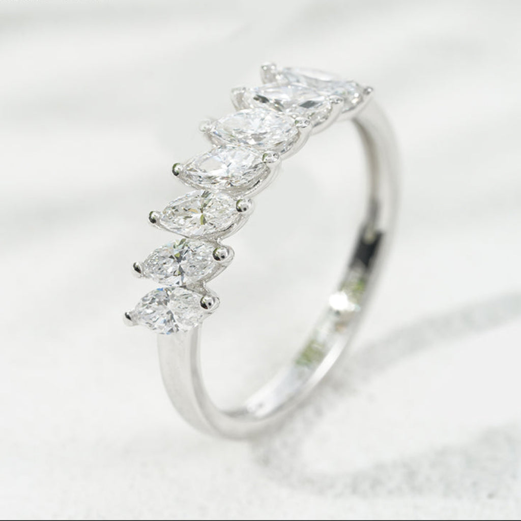 10K White Gold 0.8ct Lab Diamond Seven-Stone Marquise Ring