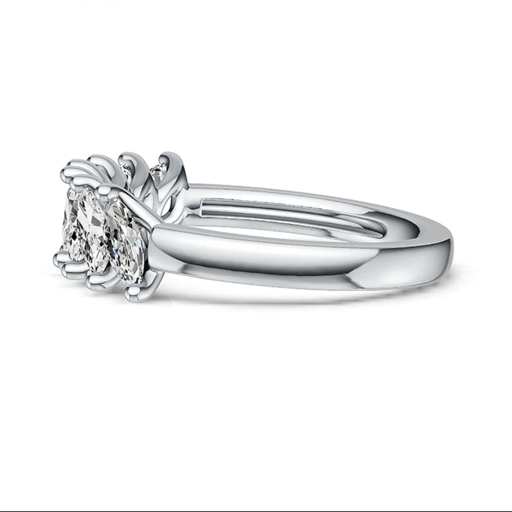 10K White Gold 0.8ct Lab Diamond Seven-Stone Marquise Ring