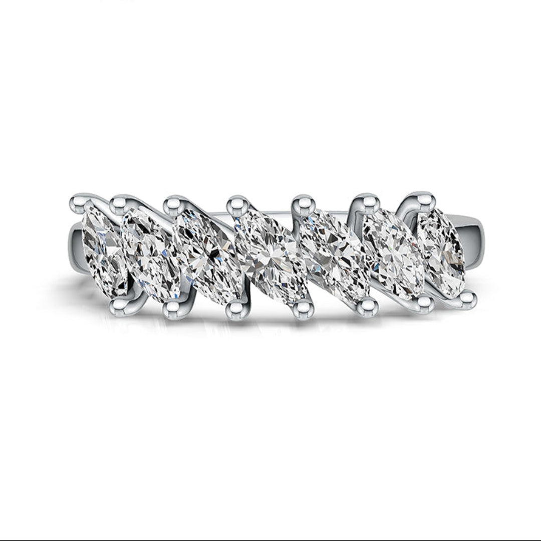 10K White Gold 0.8ct Lab Diamond Seven-Stone Marquise Ring