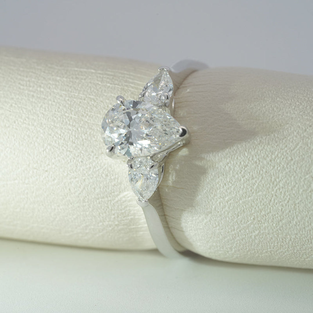 10K White Gold 1.3ct Lab Diamond Three-Stone Ring