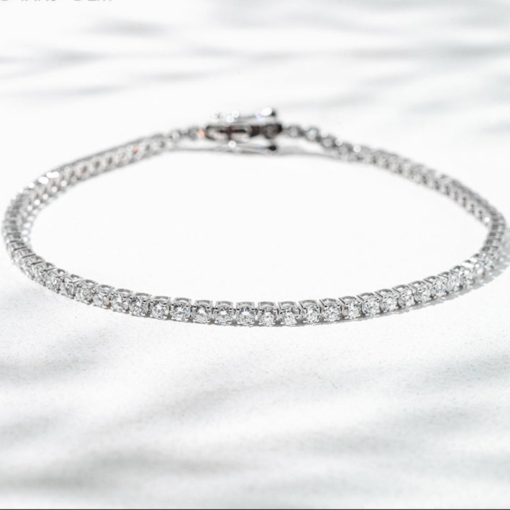 10K White Gold Lab Diamond Bracelet 2.4mm
