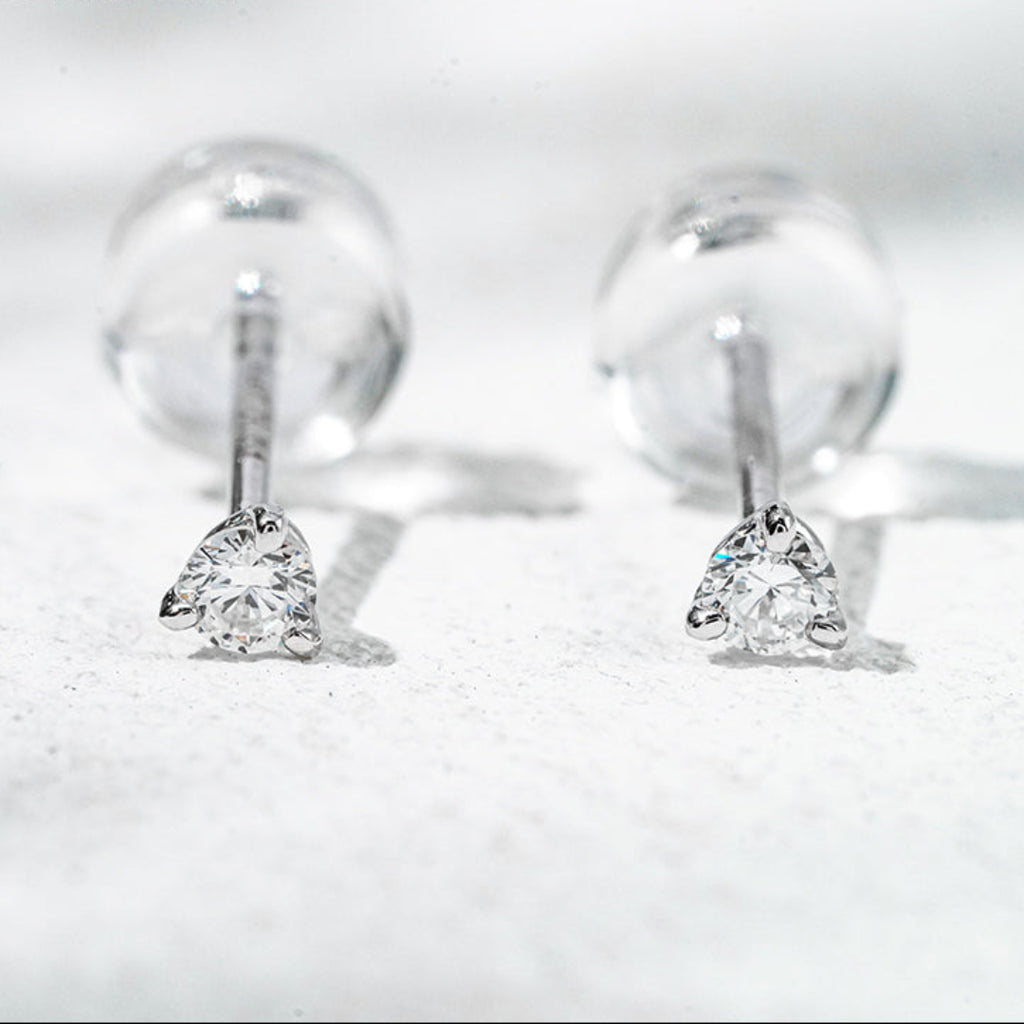 10K White Gold Lab Diamond Earrings Martini [0.10CT TCW]