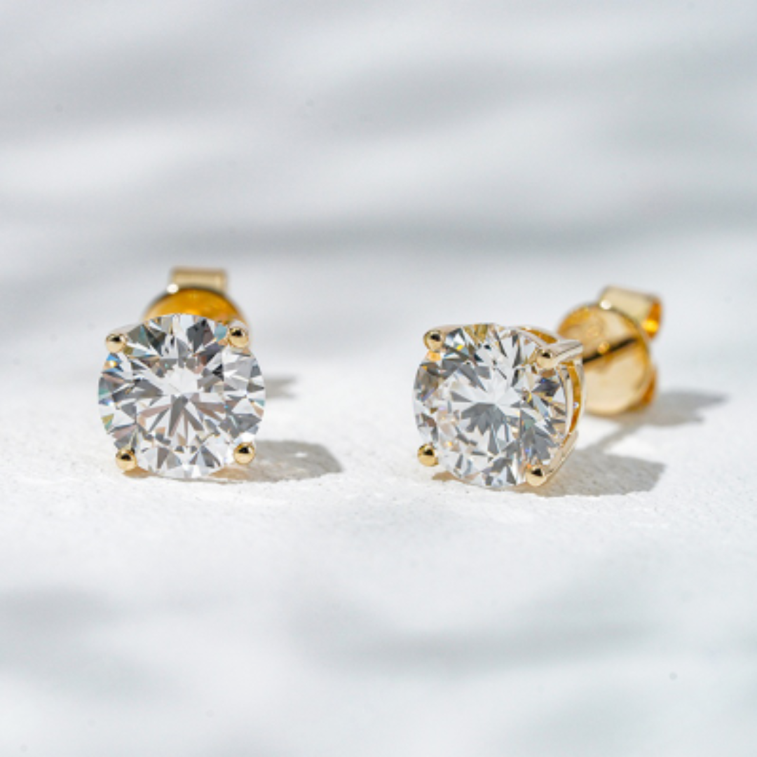 10K Yellow Gold 2.2ct Lab Diamond Basket Stud Earrings