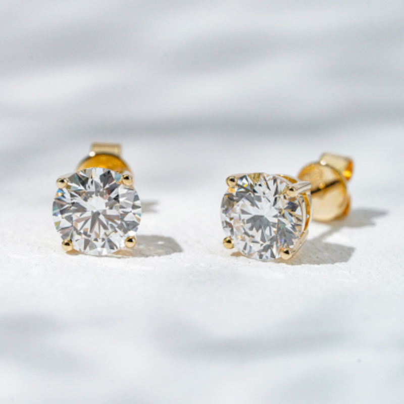 10K Yellow Gold 2.2ct Lab Diamond Basket Stud Earrings