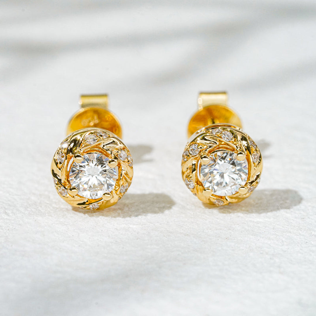 18K Yellow Gold Lab Diamond Stud Earrings – 0.44 CTW