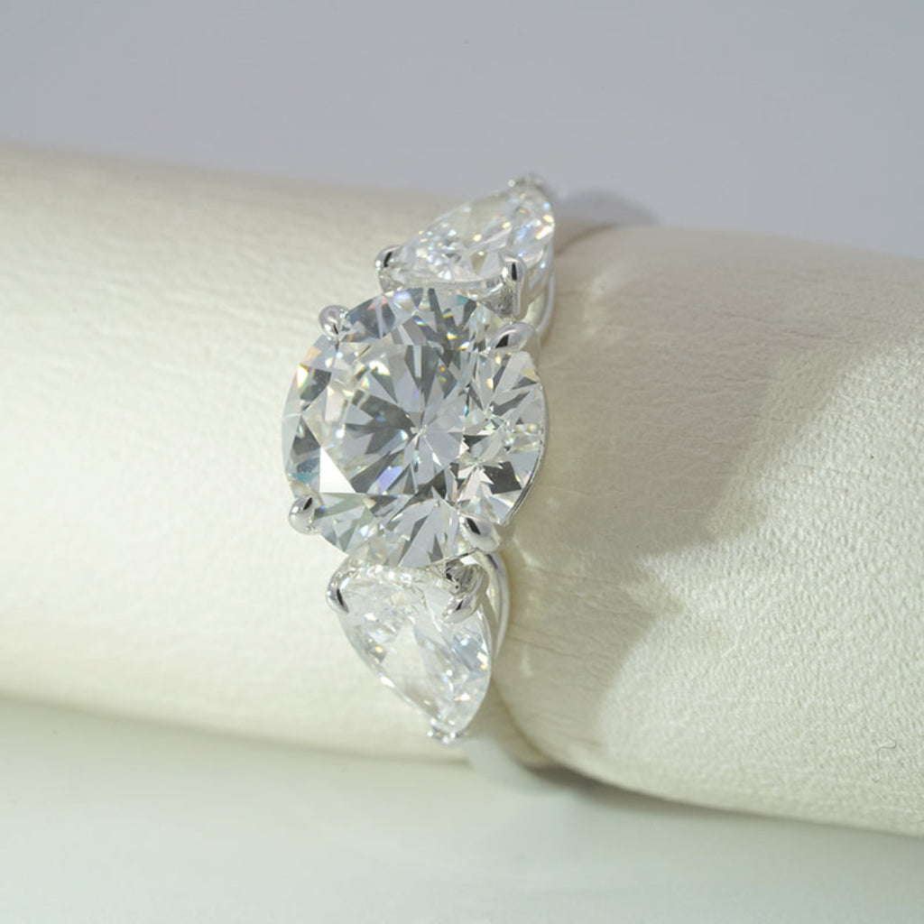 10K White Gold 4.5ct Lab Diamond Three-Stone Ring