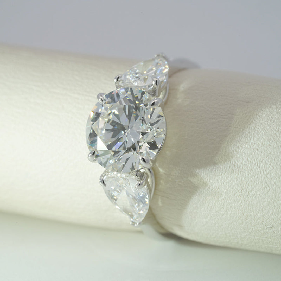 10K White Gold 4.5ct Lab Diamond Three-Stone Ring