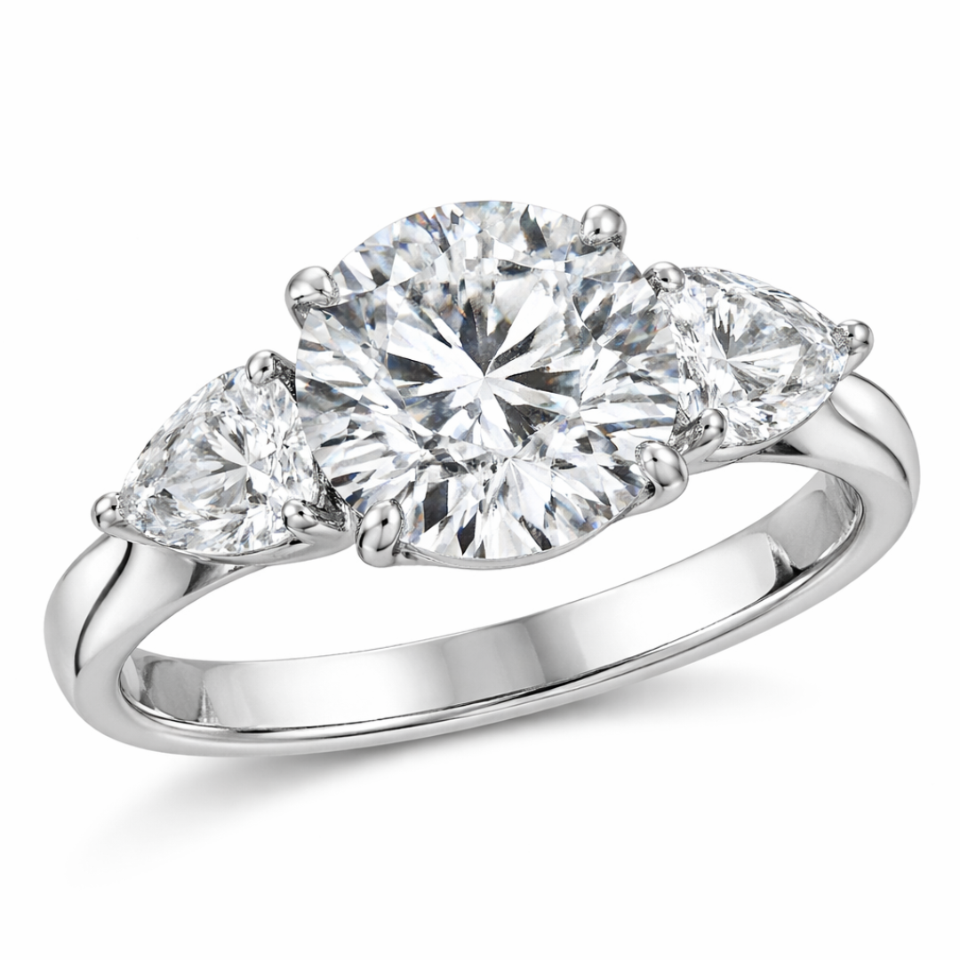 10K White Gold 4.5ct Lab Diamond Three-Stone Ring