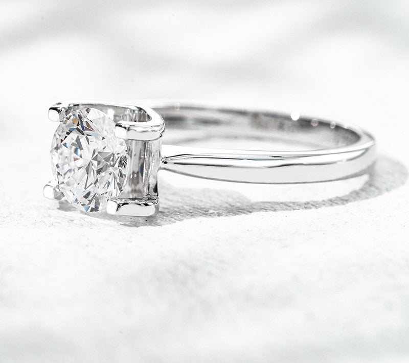 18K White Gold 1.01ct Lab Grown Diamond Bull Head Solitaire Ring