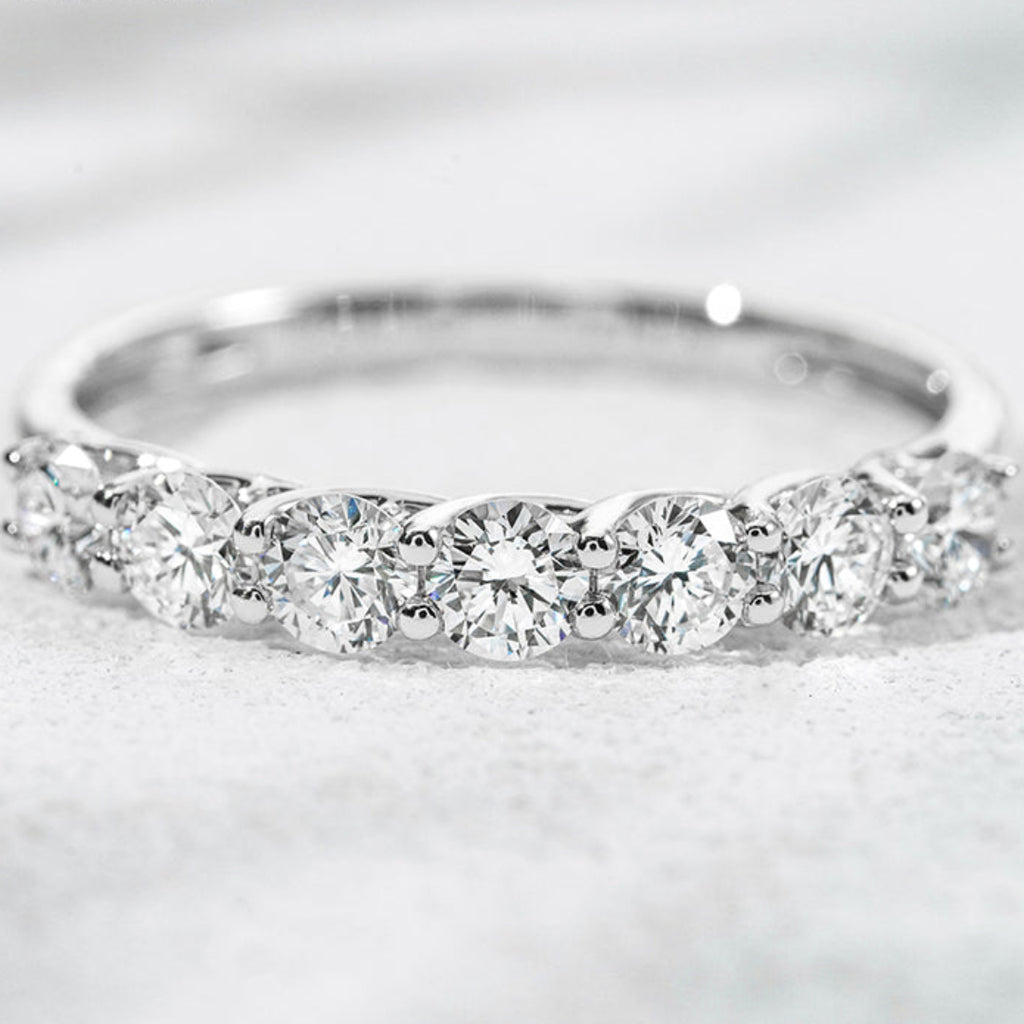 10K White Gold - Seven Princess Lab Diamond Eternity Ring