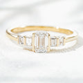 14K Yellow Gold 0.68ct Lab Grown Diamond Pavé Ring | Emerald Cut
