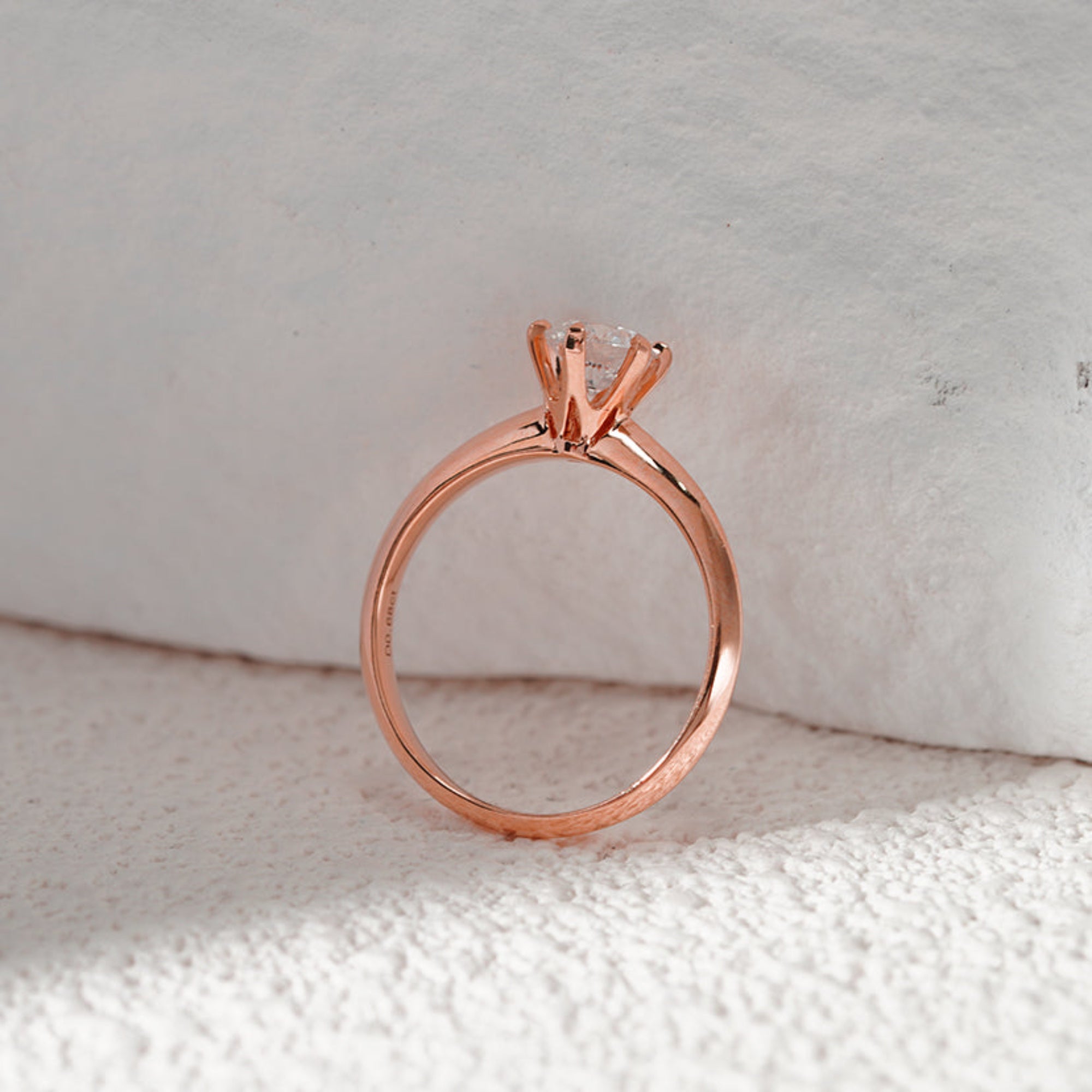 18K Rose Gold 0.75ct Lab Grown Diamond Six-Prong Solitaire Ring