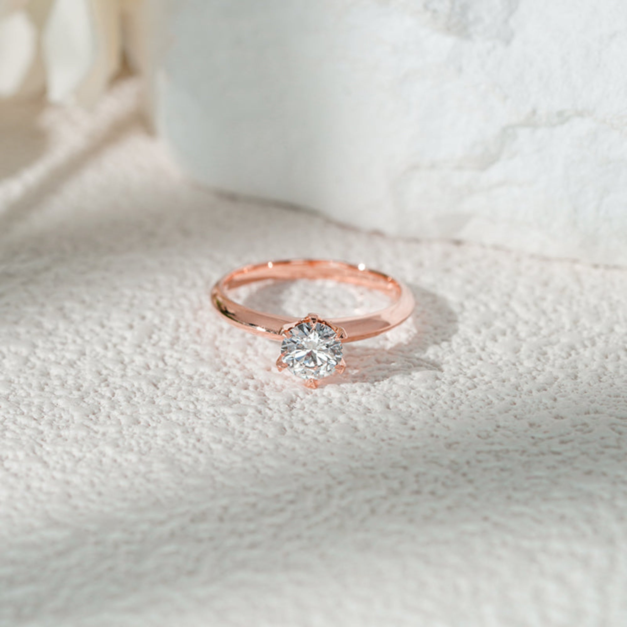 18K Rose Gold 0.75ct Lab Grown Diamond Six-Prong Solitaire Ring