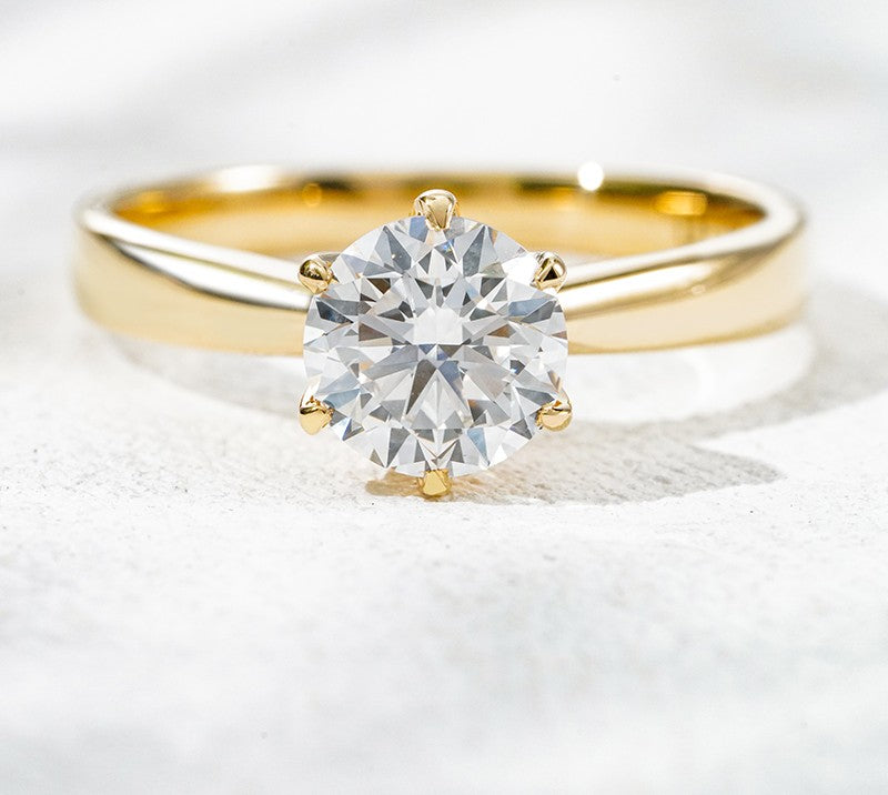 18K Yellow Gold 1.01ct Lab Grown Diamond Solitaire Ring | Classic Round