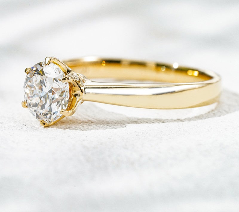 18K Yellow Gold 1.01ct Lab Grown Diamond Solitaire Ring | Classic Round