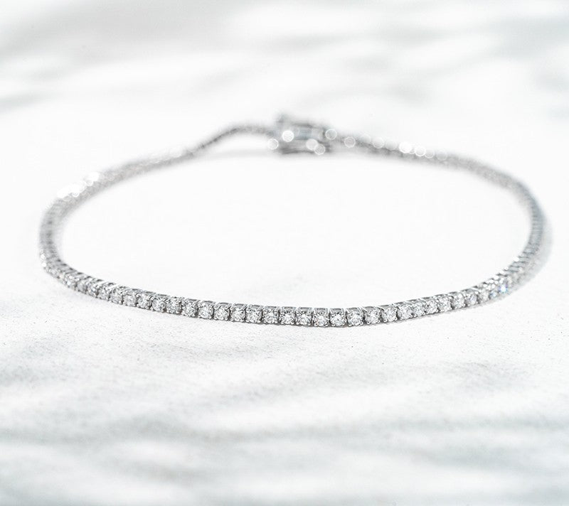 10K White Gold 1.28ct Lab Grown Diamond Tennis Bracelet | 1.4mm |
