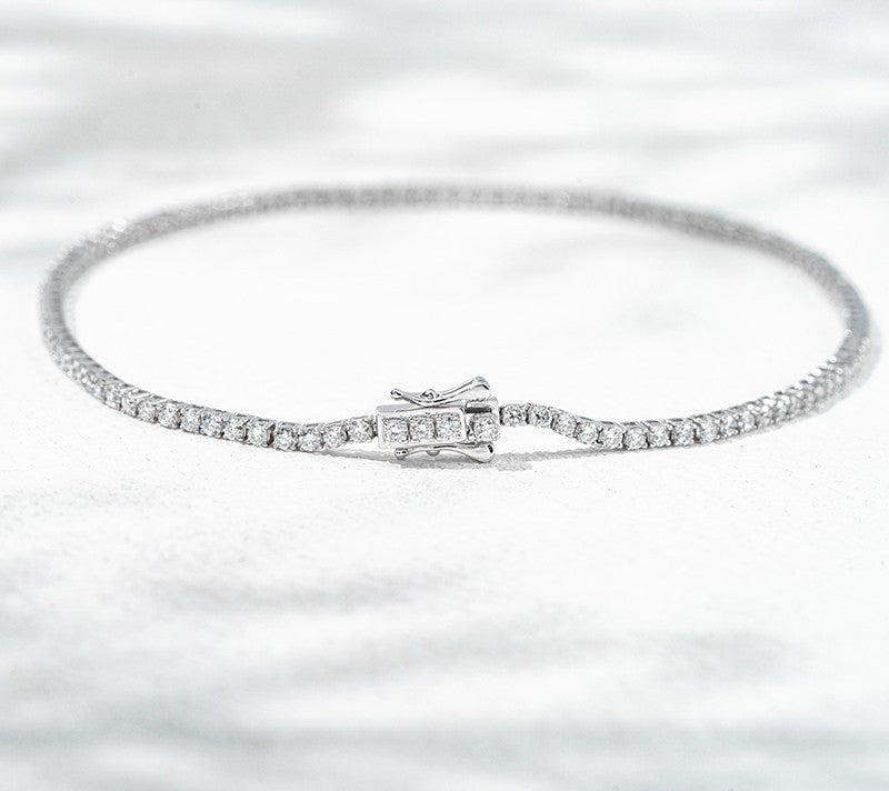 10K White Gold 1.28ct Lab Grown Diamond Tennis Bracelet | 1.4mm |